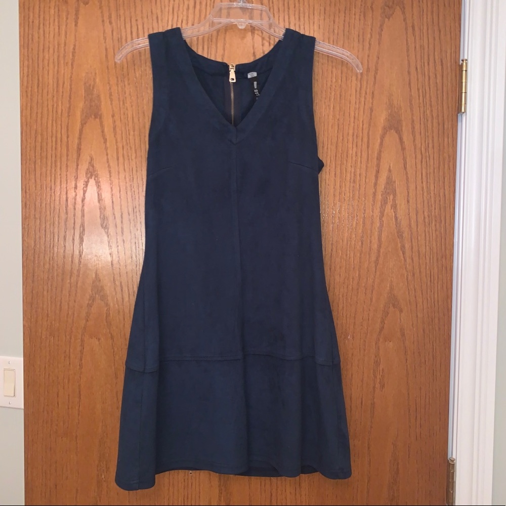 Navy Blue Suede Mini Dress